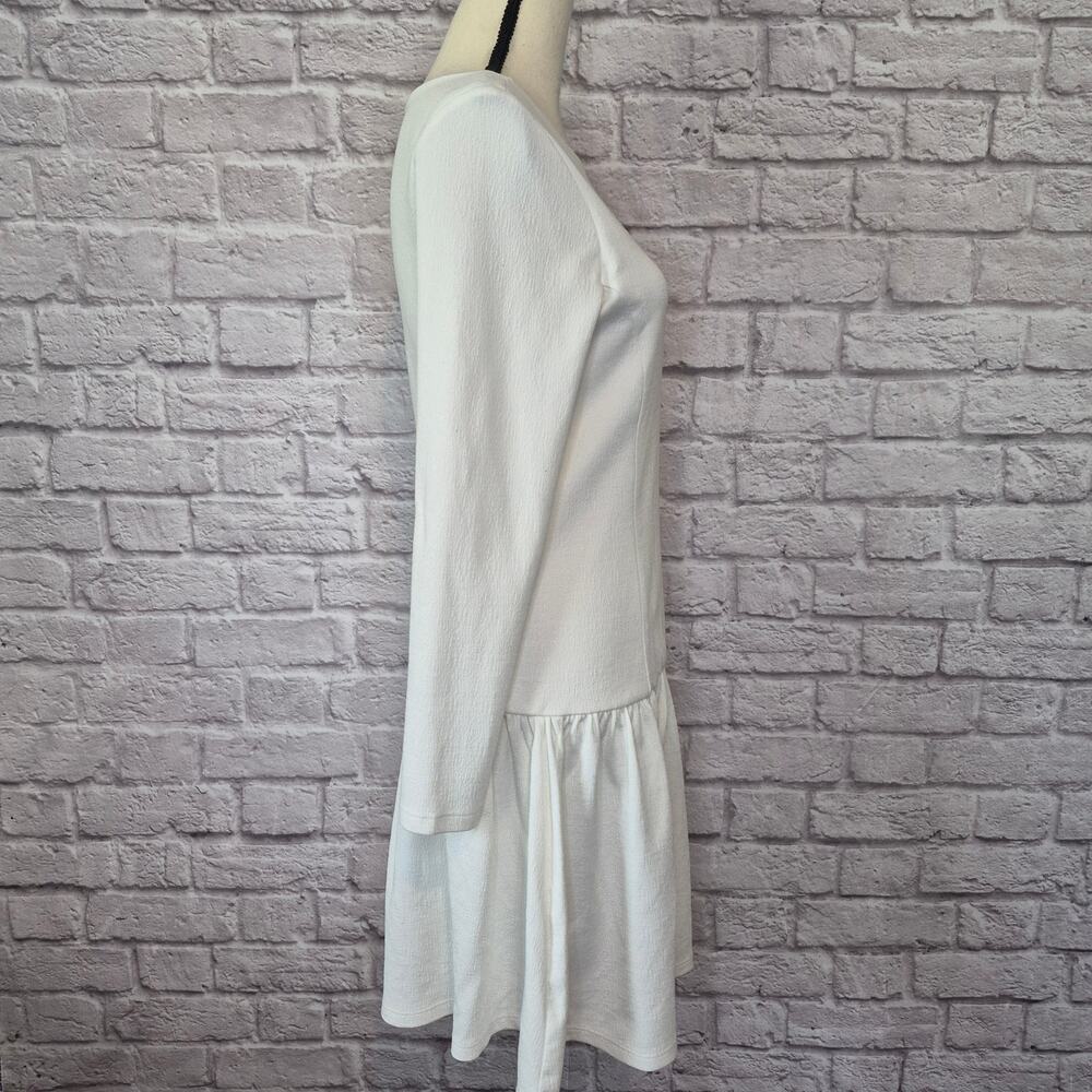 Reiss Agnes Off White Cream Drop Waist Knit Mini Dress Long Sleeve Shift Size 6 - Picture 5 of 13